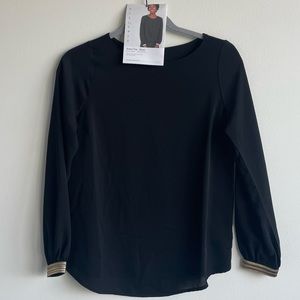 Stella and Dot Black Polyester Long Sleeve Top
